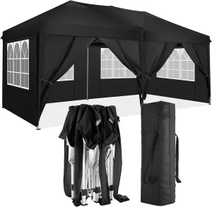 10x20 Pop Up Canopy Tent Heavy Duty with 6 Removable Sidewalls, Water Resistant, UV-Resistant, Portable Outdoor Instant Event Shelter for Parties, Weddings, Camping, Black