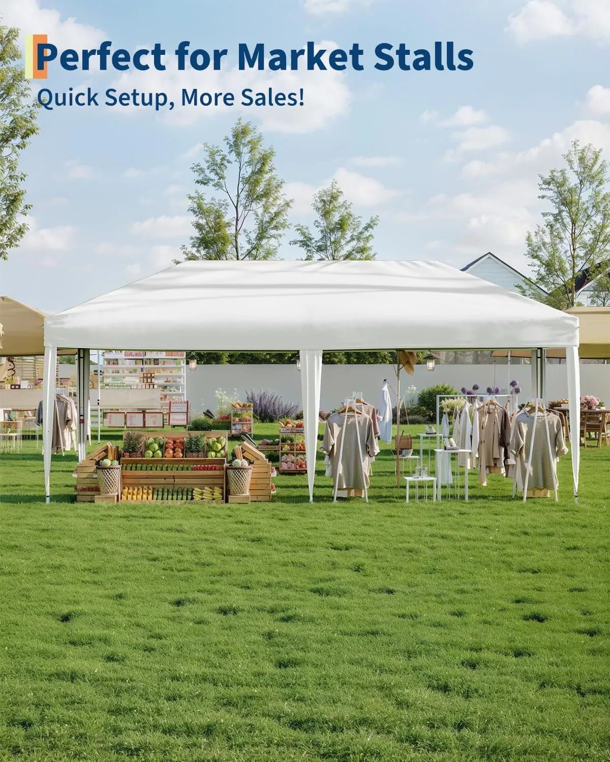 10x20 Pop Up Canopy Tent Outdoor Canopy with 6 Removable Sidewalls One-Person Set Up Heavy Duty Commercial Instant Tent Shelter-White