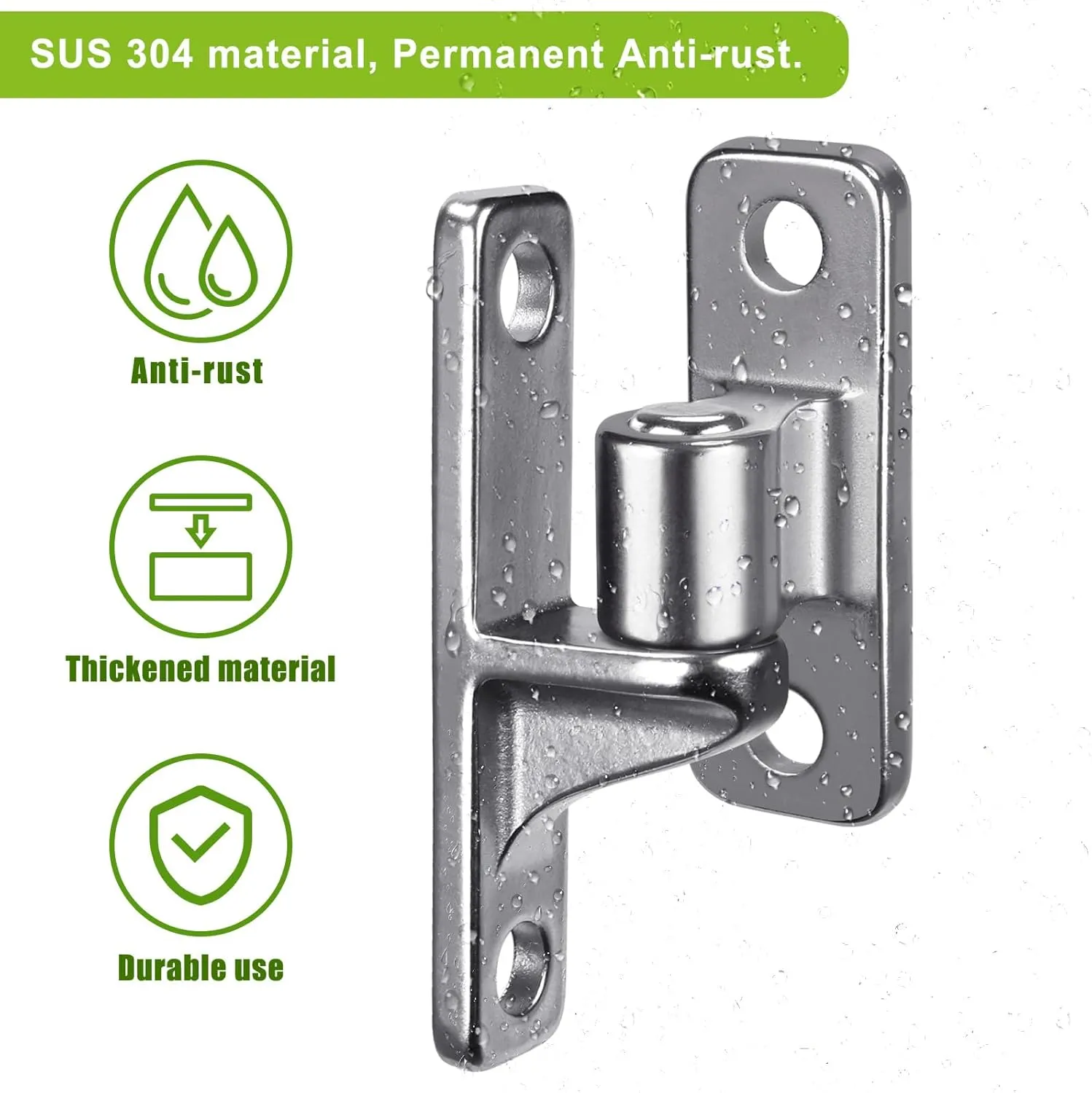 304 Stainless Steel Gate Hinges, One Piece with Non-Welding Gate Hinges Heavy Duty with 5/8'', 2Pack Wall Mount Gate Hinges for Farm Gates, Gate Hinges for Wooden Fences, Capacity up to 600lbs