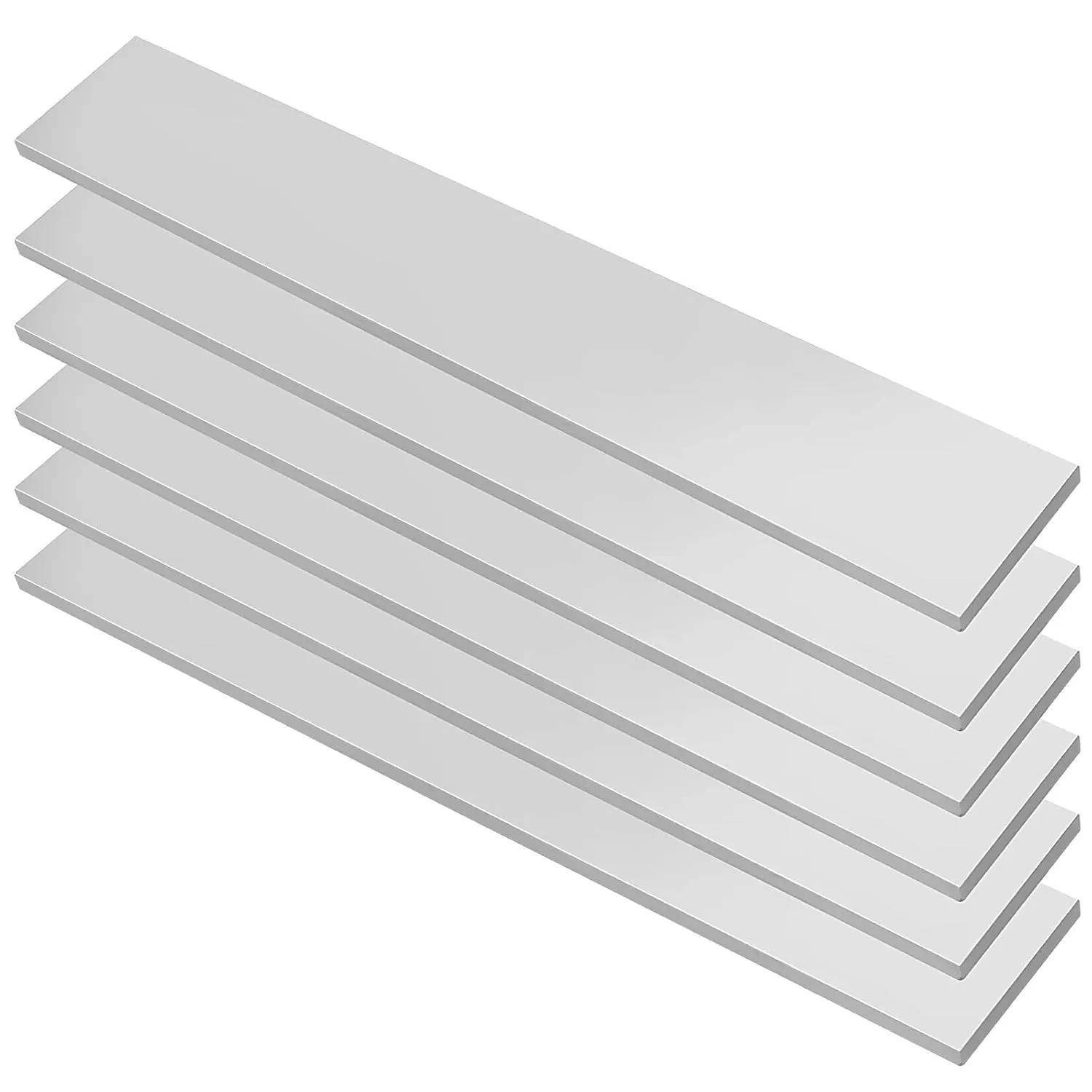 6 Pack 1/4 x 2 Inch Square Aluminum Flat Bar, 12 Inch Long Aluminum Flat Plate, 6061 Aluminum Bar Stock, Silver