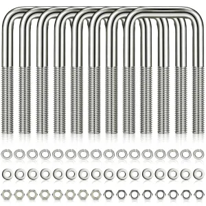 8 Pcs Hotop 304 Stainless Steel Square U-Bolt Boat Trailer U-Bolts with Washers and Nuts l Heavy Duty U Bolt for Sailboat Trailer Automobiles Industrial Part (1/2 D x 3 1/16 W x 5 5/16 Inch)