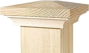 900 Series Style Peaked Wood Newell Post Cap for Interior Stairs, Fits 3.50" Post, White Oak, by Island Post Cap