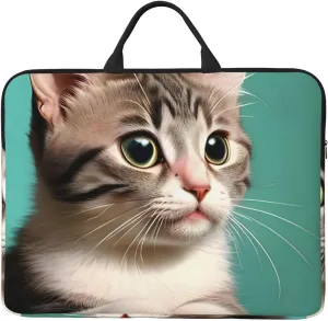 A Curious Cat 14-Inch Laptop Bag With Shockproof Lining And Portable Design, Suitable For Business And Daily Use.