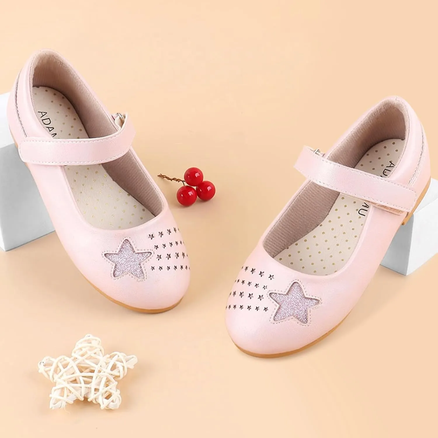 ADAMUMU Toddler Dress Shoes Flower Girl Shoes for Weeding Cute Toddler Mary Jane Shoes Lace Flore Ballet Flat for Walking, Jumping