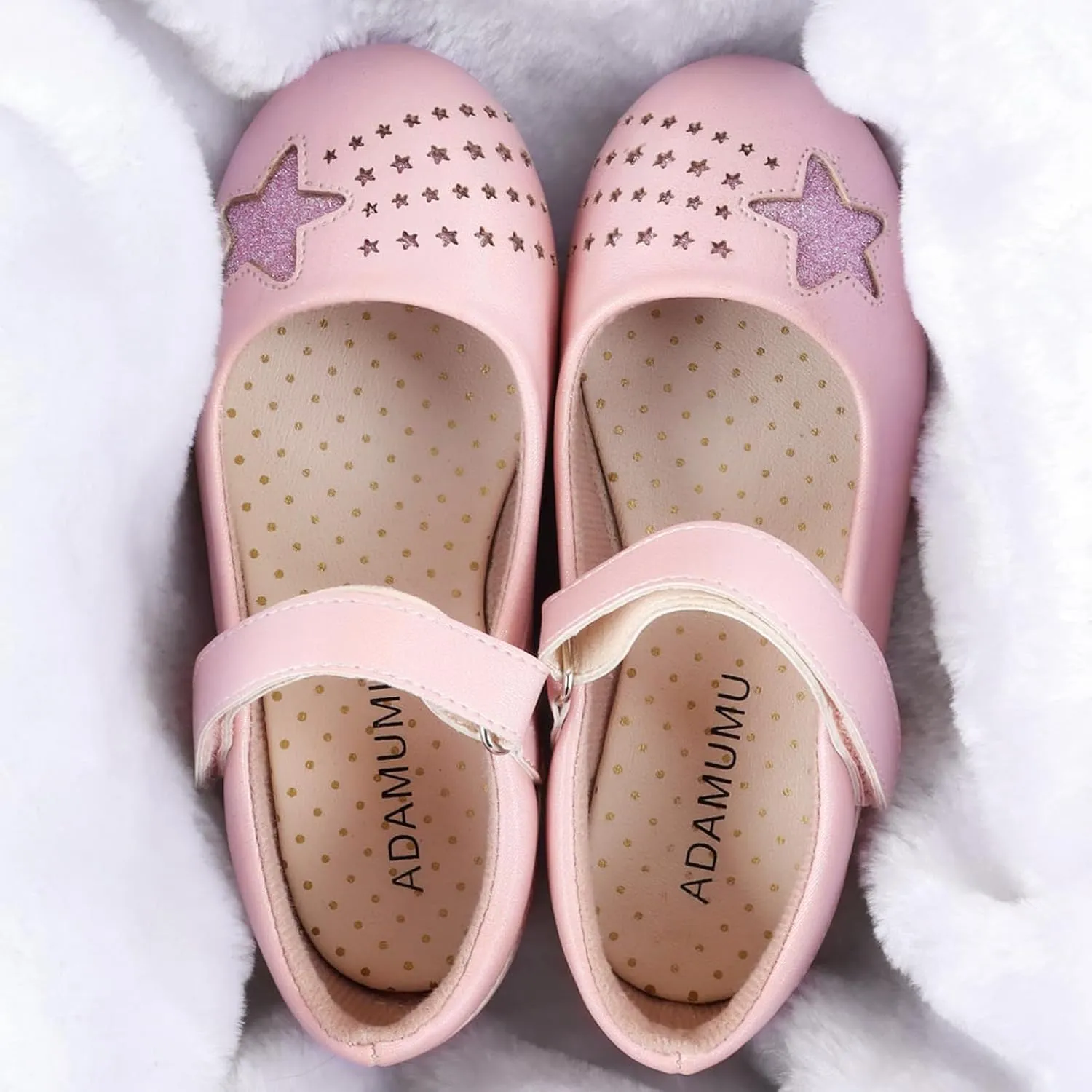 ADAMUMU Toddler Dress Shoes Flower Girl Shoes for Weeding Cute Toddler Mary Jane Shoes Lace Flore Ballet Flat for Walking, Jumping