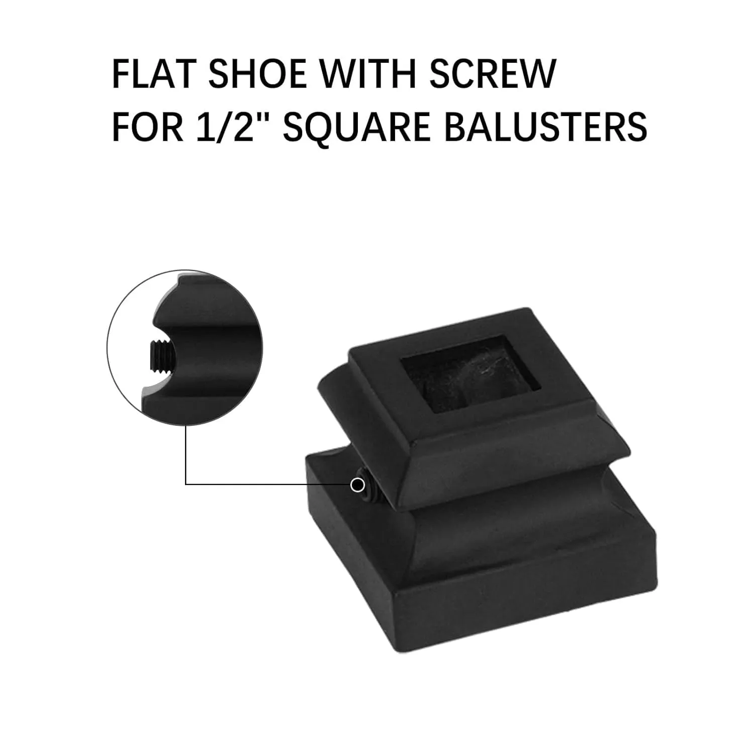Adjustable Angle Connectors with Flat Shoes for 1/2'' Square Balusters for Staircase (10 Connectors 10 Flat Shoes)