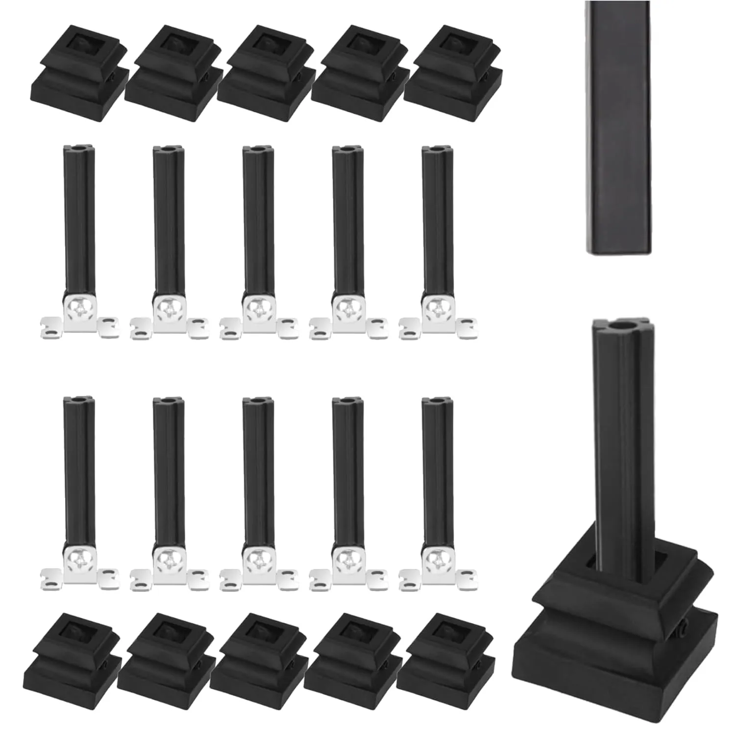 Adjustable Angle Connectors with Flat Shoes for 1/2'' Square Balusters for Staircase (10 Connectors 10 Flat Shoes)