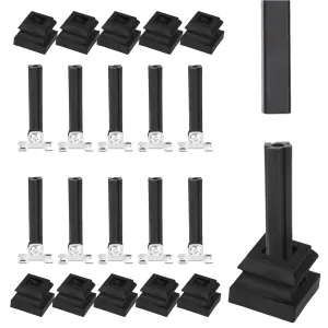 Adjustable Angle Connectors with Flat Shoes for 1/2'' Square Balusters for Staircase (10 Connectors 10 Flat Shoes)