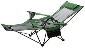 Adjustable Reclining Folding Camping Chair with Rest, Oxford Fabric, Portable Outdoor Lounge Seat, 330lbs Capacity
