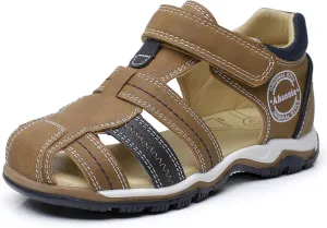 Ahannie Boys Girls Sandals for Toddler & Little Kids Closed Toe Summer Shoes with Hook Loop