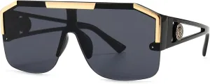 AIEYEZO Square Oversized Sunglasses Flat Top Shield Sun Glasses for Men Women One Lens Square Shades
