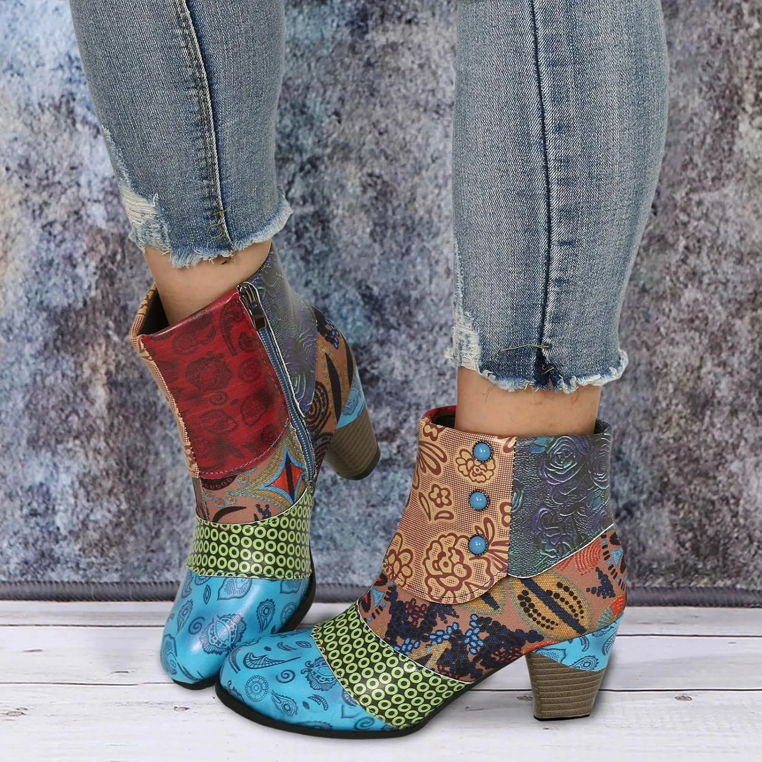 AMDBEL Booties for Women Dressy 2024 Ankle Boots Chunky High Heel Booties Fashionable Short Boots Winter Shoes