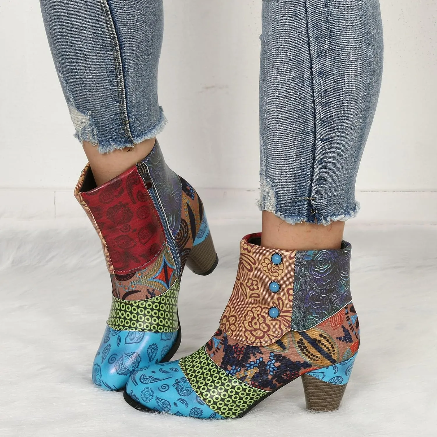 AMDBEL Booties for Women Dressy 2024 Ankle Boots Chunky High Heel Booties Fashionable Short Boots Winter Shoes