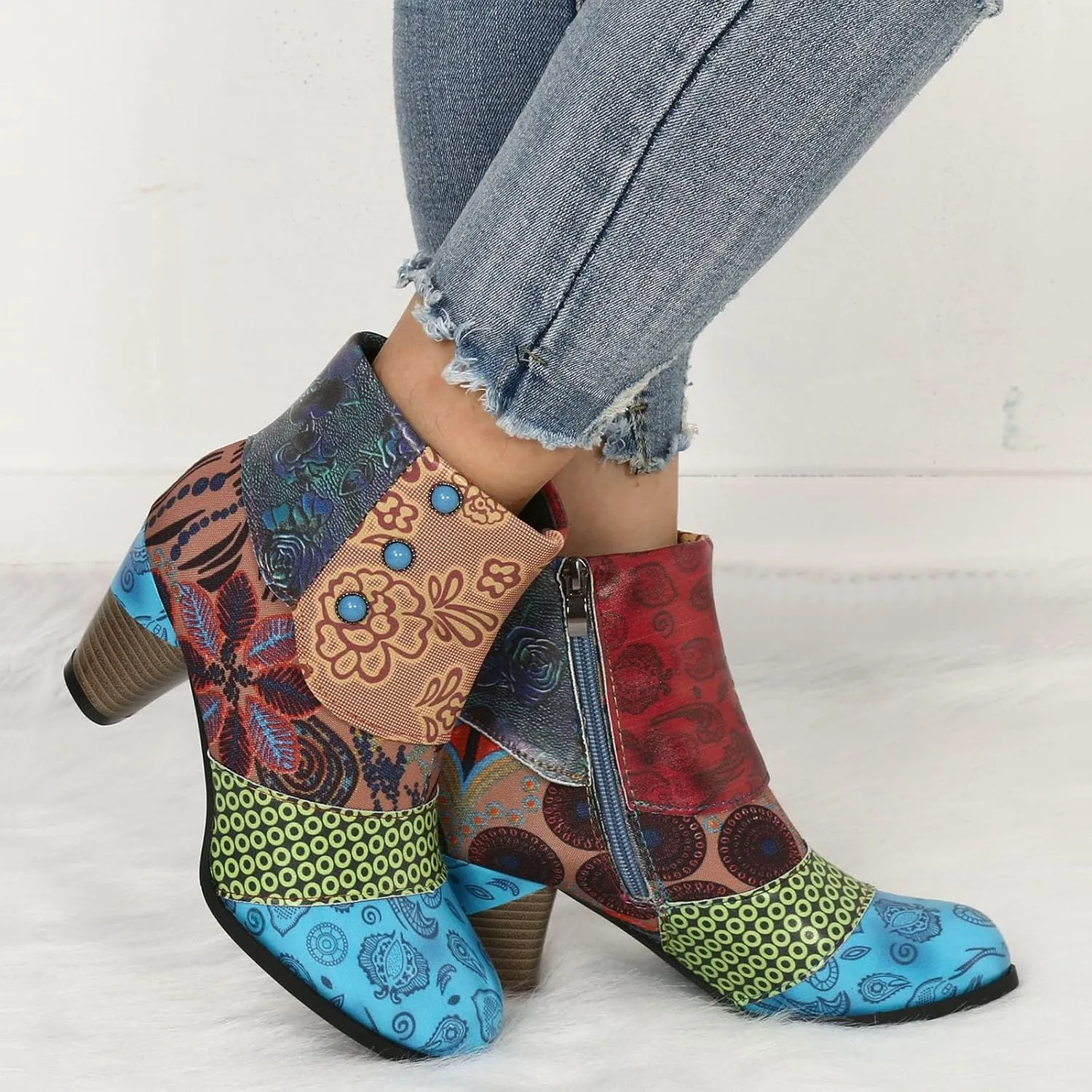 AMDBEL Booties for Women Dressy 2024 Ankle Boots Chunky High Heel Booties Fashionable Short Boots Winter Shoes