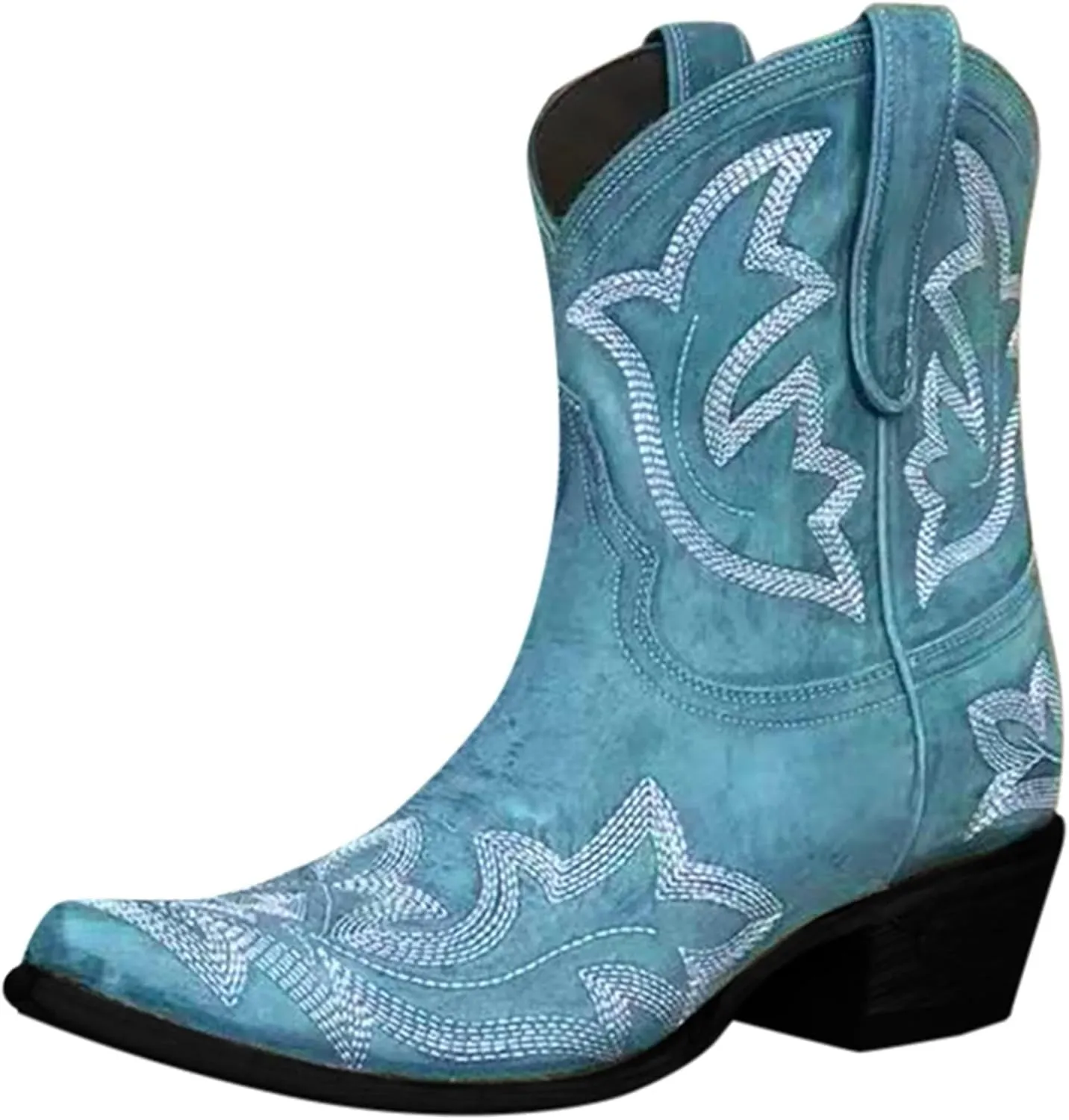 AMDBEL Mid Calf Boots for Women Low Heel Fall Boots for Women 2024 Winter Pointed Toe Western Cowboy Boots Fashion Shoes