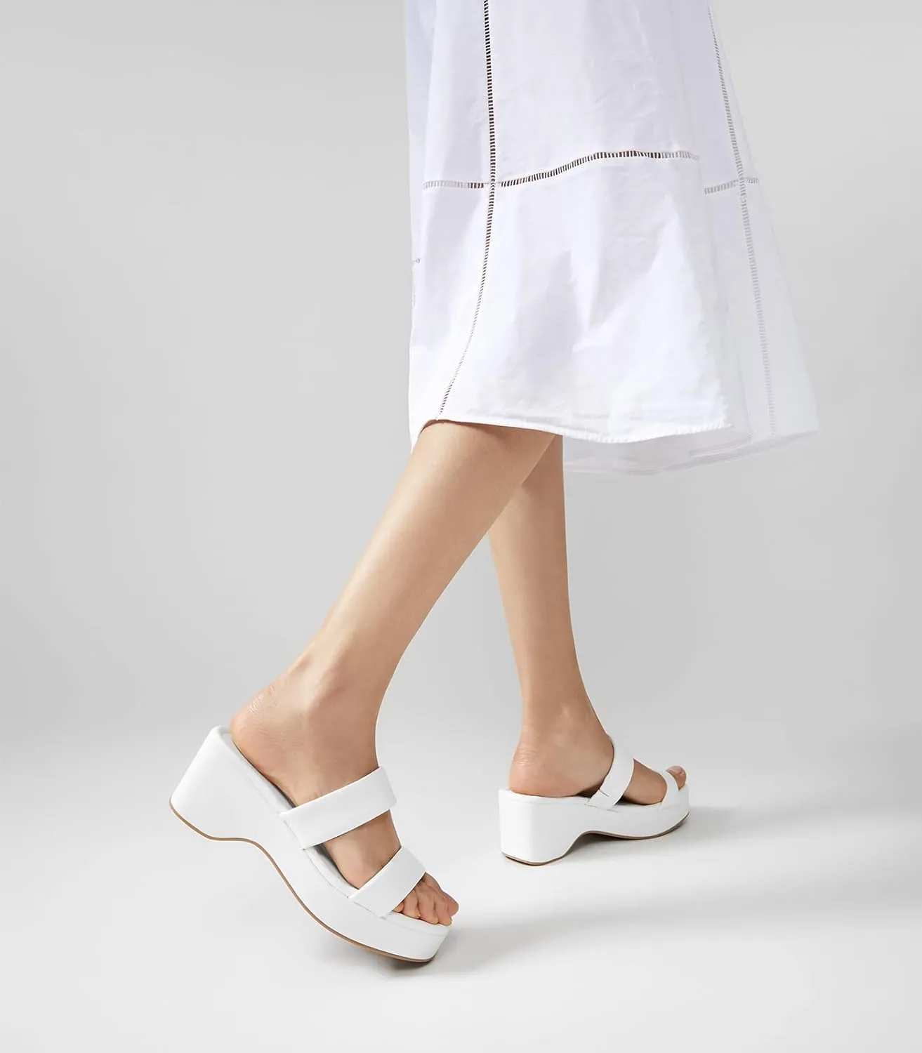 Arromic Platform Wedge Sandals Women Open Toe Slip on Two Strap Chunky Heeled Sandal for Summer Casual Dressy