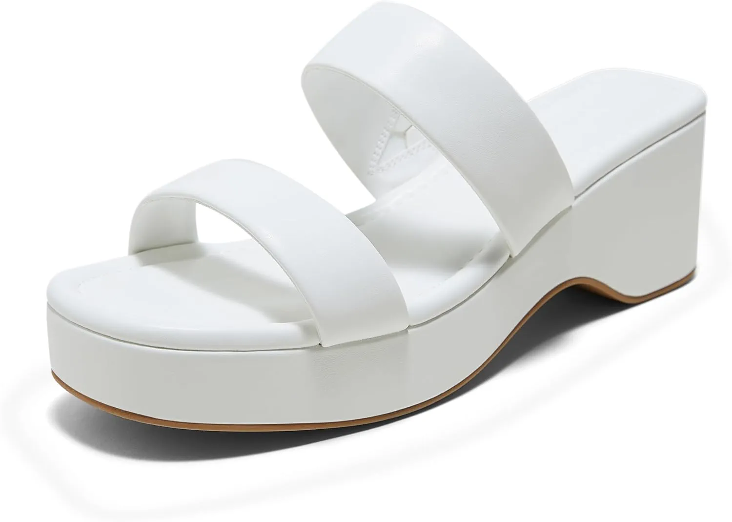 Arromic Platform Wedge Sandals Women Open Toe Slip on Two Strap Chunky Heeled Sandal for Summer Casual Dressy
