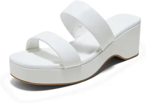 Arromic Platform Wedge Sandals Women Open Toe Slip on Two Strap Chunky Heeled Sandal for Summer Casual Dressy