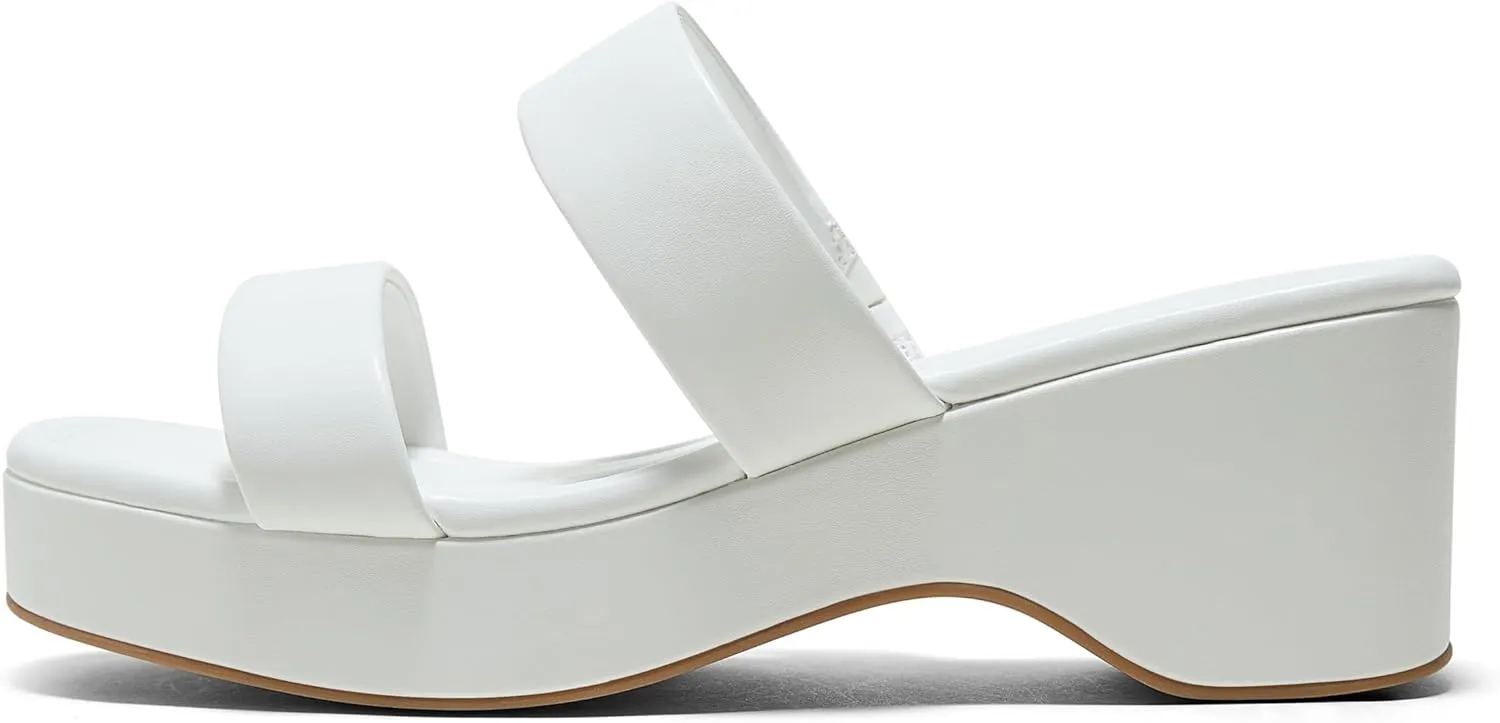 Arromic Platform Wedge Sandals Women Open Toe Slip on Two Strap Chunky Heeled Sandal for Summer Casual Dressy