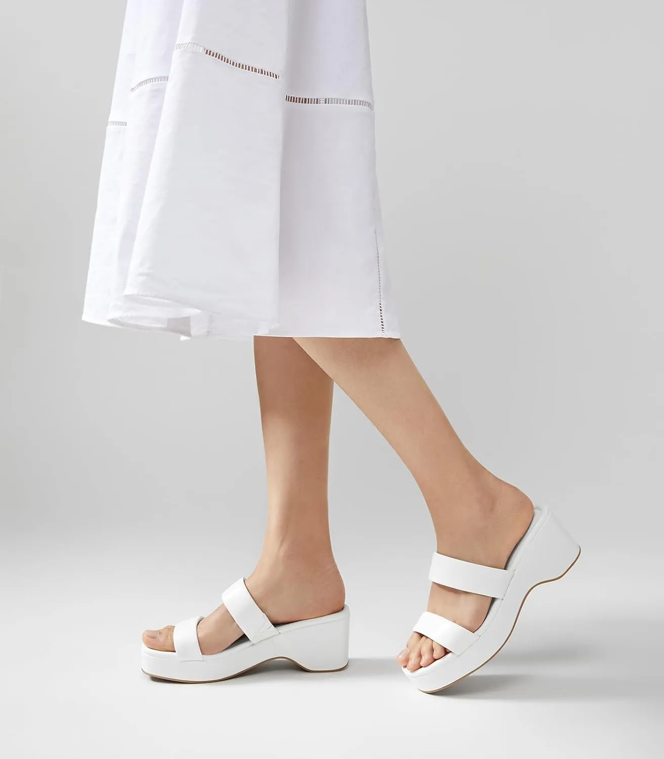 Arromic Platform Wedge Sandals Women Open Toe Slip on Two Strap Chunky Heeled Sandal for Summer Casual Dressy