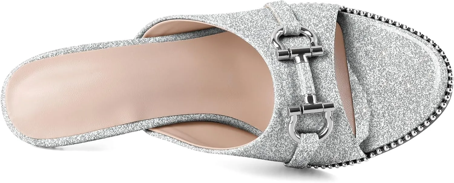 AUMOTED Peep Open Toe Sandals Women Stiletto High Heels Beaded Sandals Slip On Wedding Office Cute Basic Classic 3.1 Inches Summer Heels