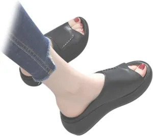 AUNTHUI Women Open Toe Platform Wedge Mule Sandals with Arch Support,Non-Slip Comfortable Summer Fish Toe Sandals Outdoor Beach Walking