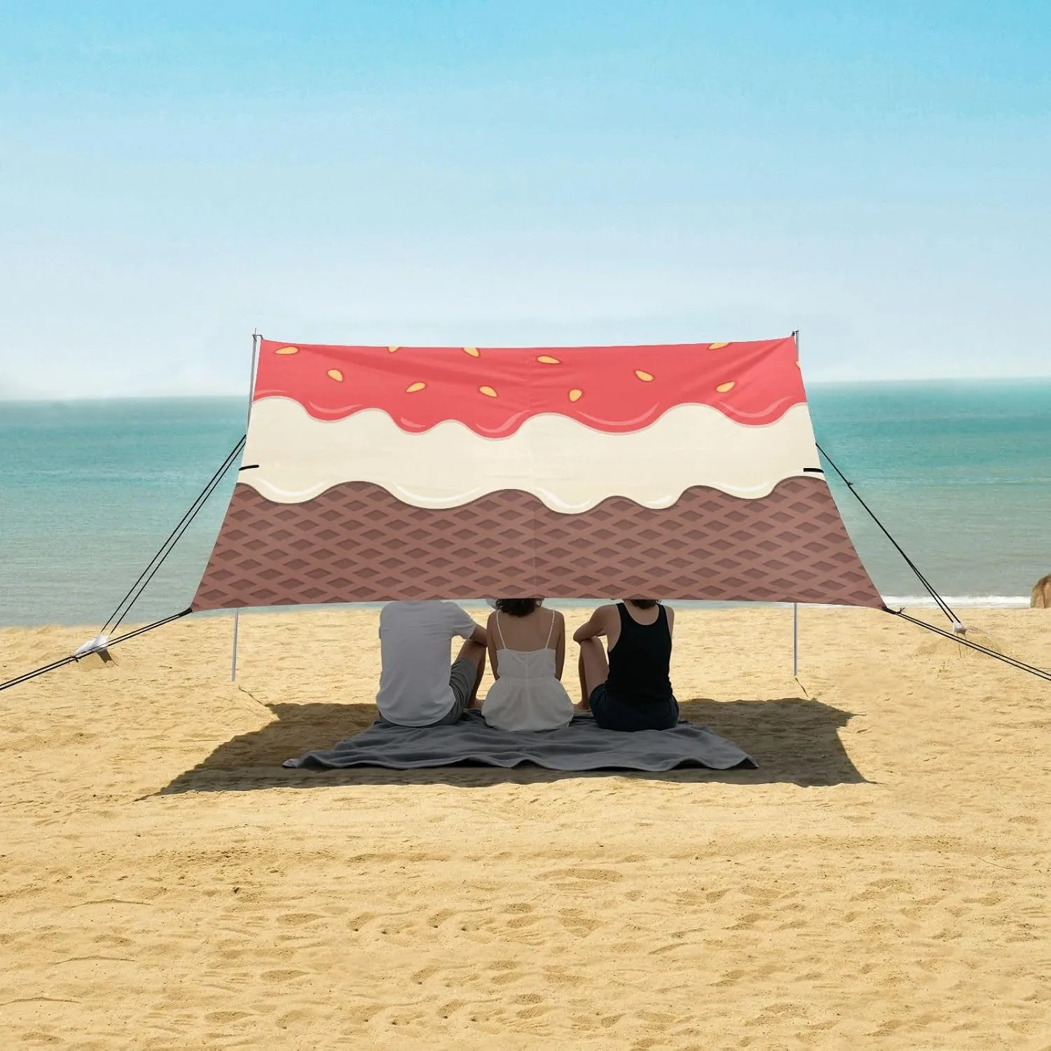 Beach Shade Tent with UPF50  UV Protection,Chocolate Wafer Strawberry Jam Lightweight Camping Sun Shelter for Outdoor,Camping Trips, Fishing, Backyard,Picnics,Easy Set Up and Carry 9x10.5 FT