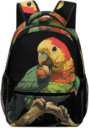 Beautiful Parrot Bird Acorn Unisex Causal Backpack Lightweight Daypack Classic Shoulder Bag for Men Women Travel Work