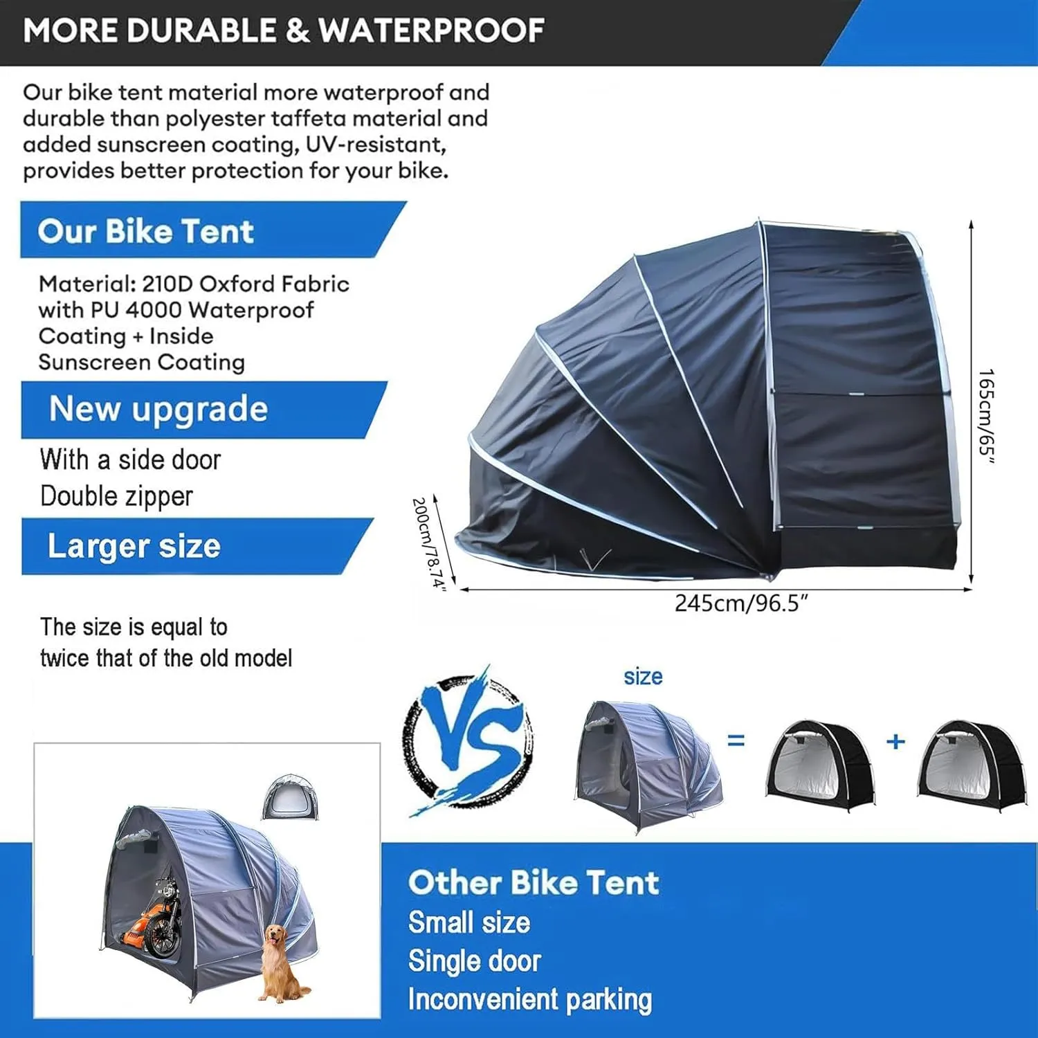 Bike Tent Hanging 2 in 1 Motorcycle Tent Protect Against Wind, Rain, Snow, Dust Small Sheds for Backyard Bike Storage,Green