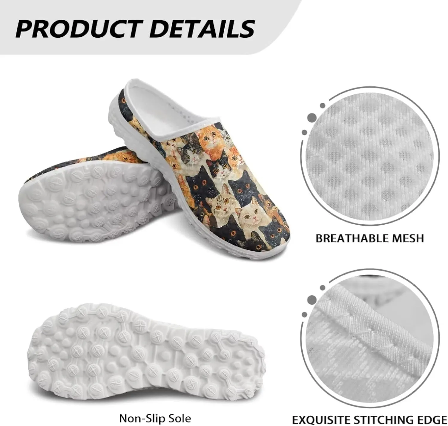 Binienty Clogs for Women Slip on Mesh Mule Shoes Arch Support Garden Clogs with EVA Sole