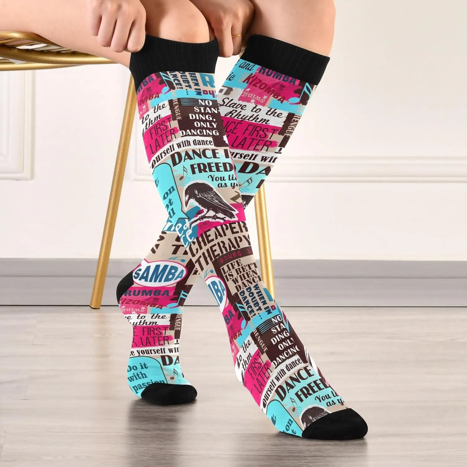 Black Watch Tartan Plaid Mens Womens Crew Socks Calf Dress Socks Lightweight Comfy Long Socks 2 Pair Pack
