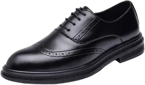 British Style Luxury Oxford Fashionable Brogue Wingtip Dress Shoes Modern Platform Height Increase Leather Shoes