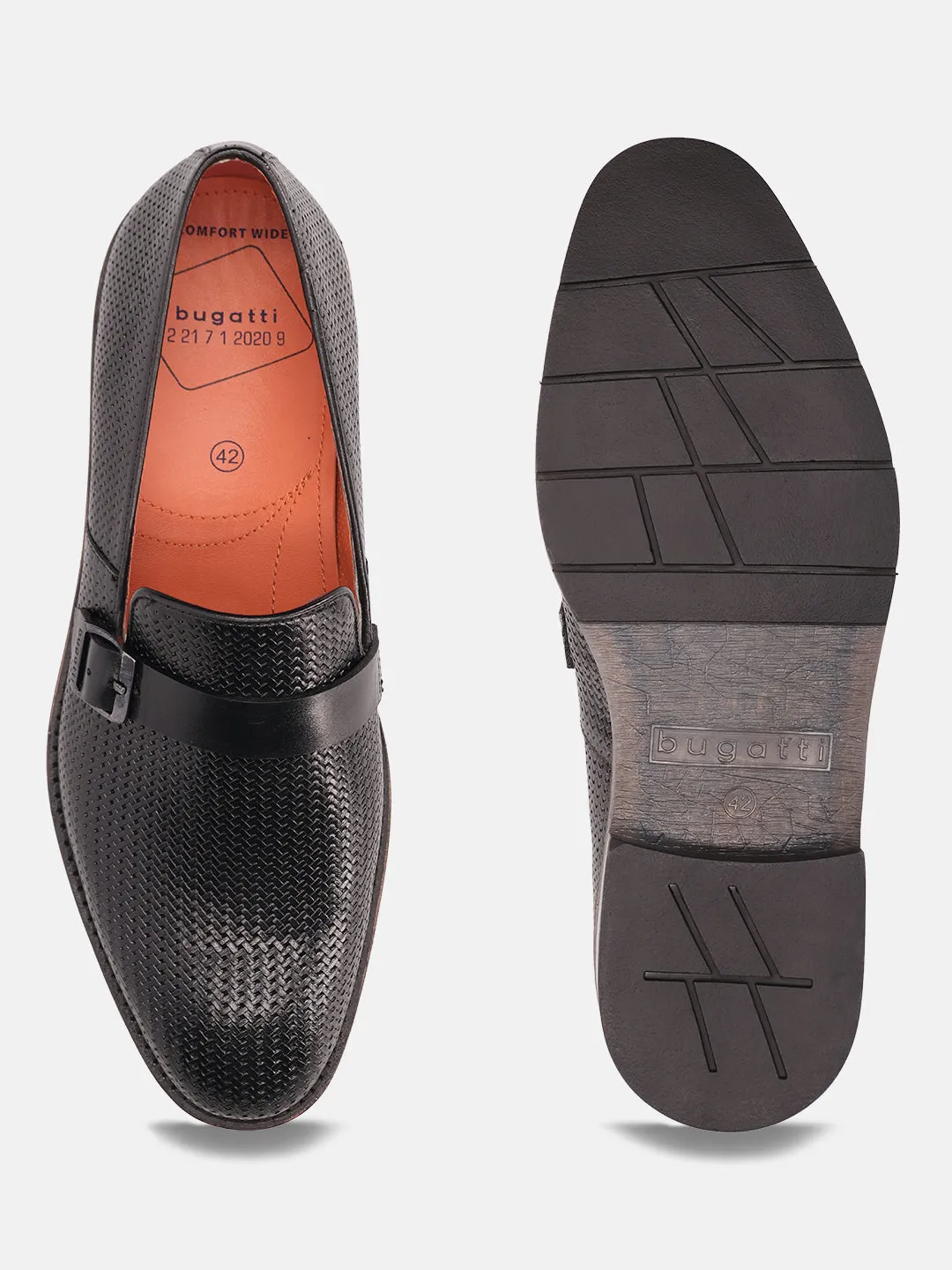 bugatti Black Premium Leather Loafers