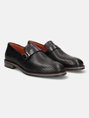 bugatti Black Premium Leather Loafers