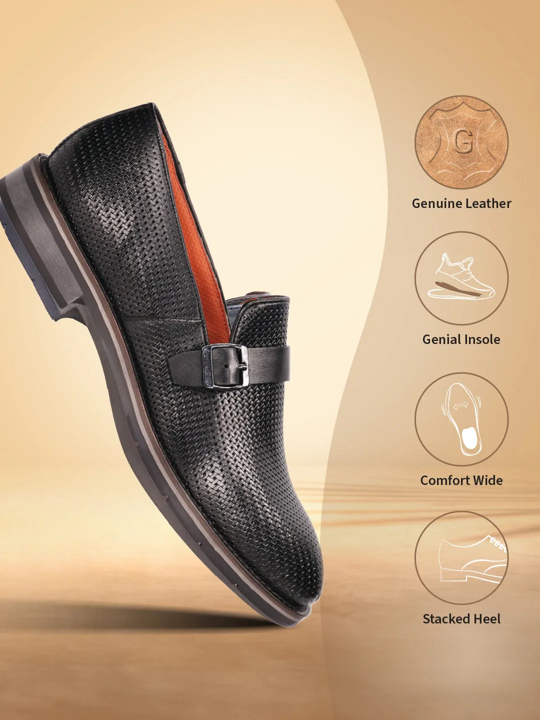 bugatti Black Premium Leather Loafers