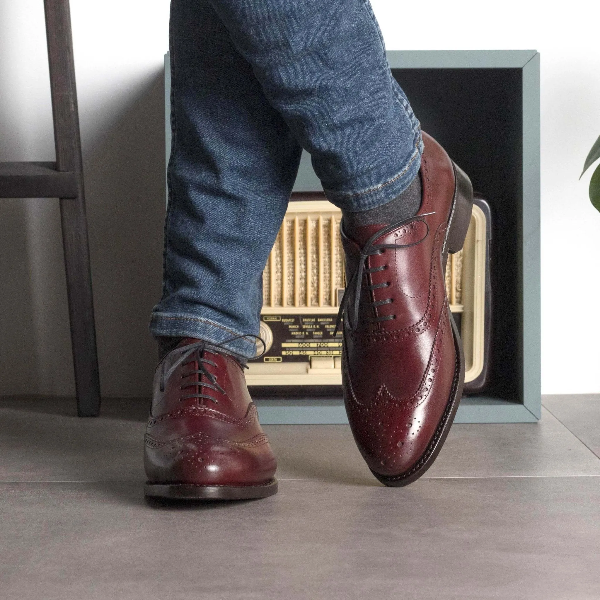 Burgundy Brogue Oxford Shoes