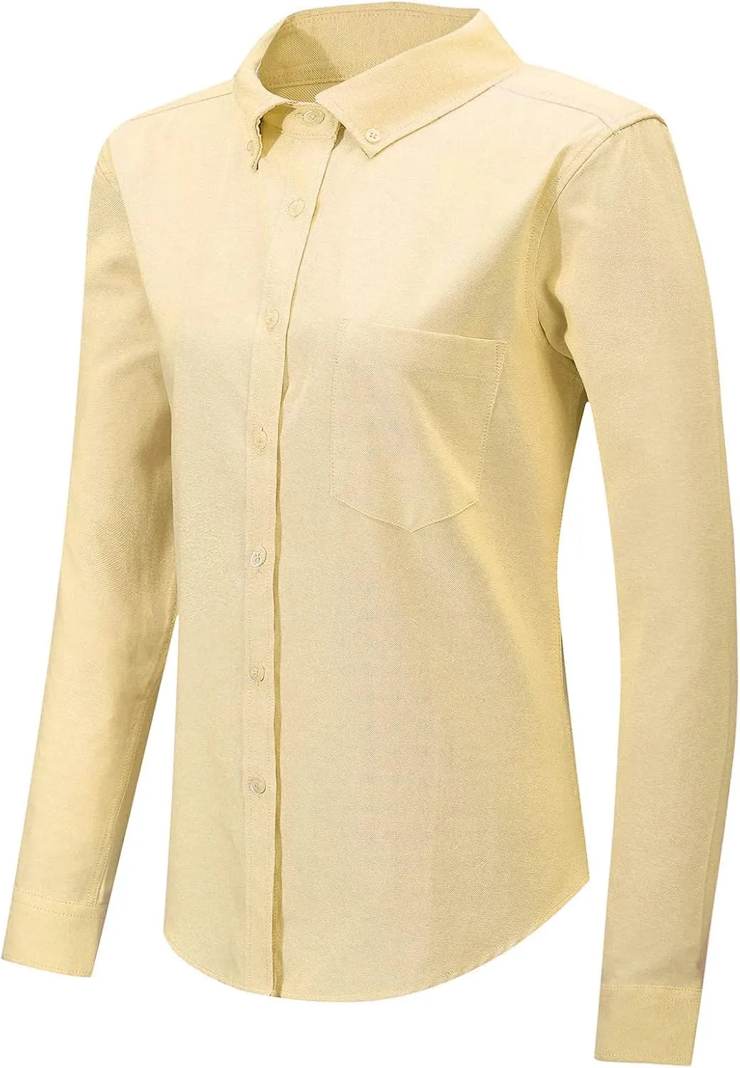 Button Up Shirt Women Long Sleeve Oxford Shirt Classic-Fit Cotton Work Blouse Wrinkle Resistant