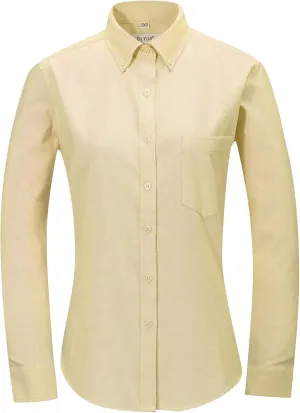 Button Up Shirt Women Long Sleeve Oxford Shirt Classic-Fit Cotton Work Blouse Wrinkle Resistant