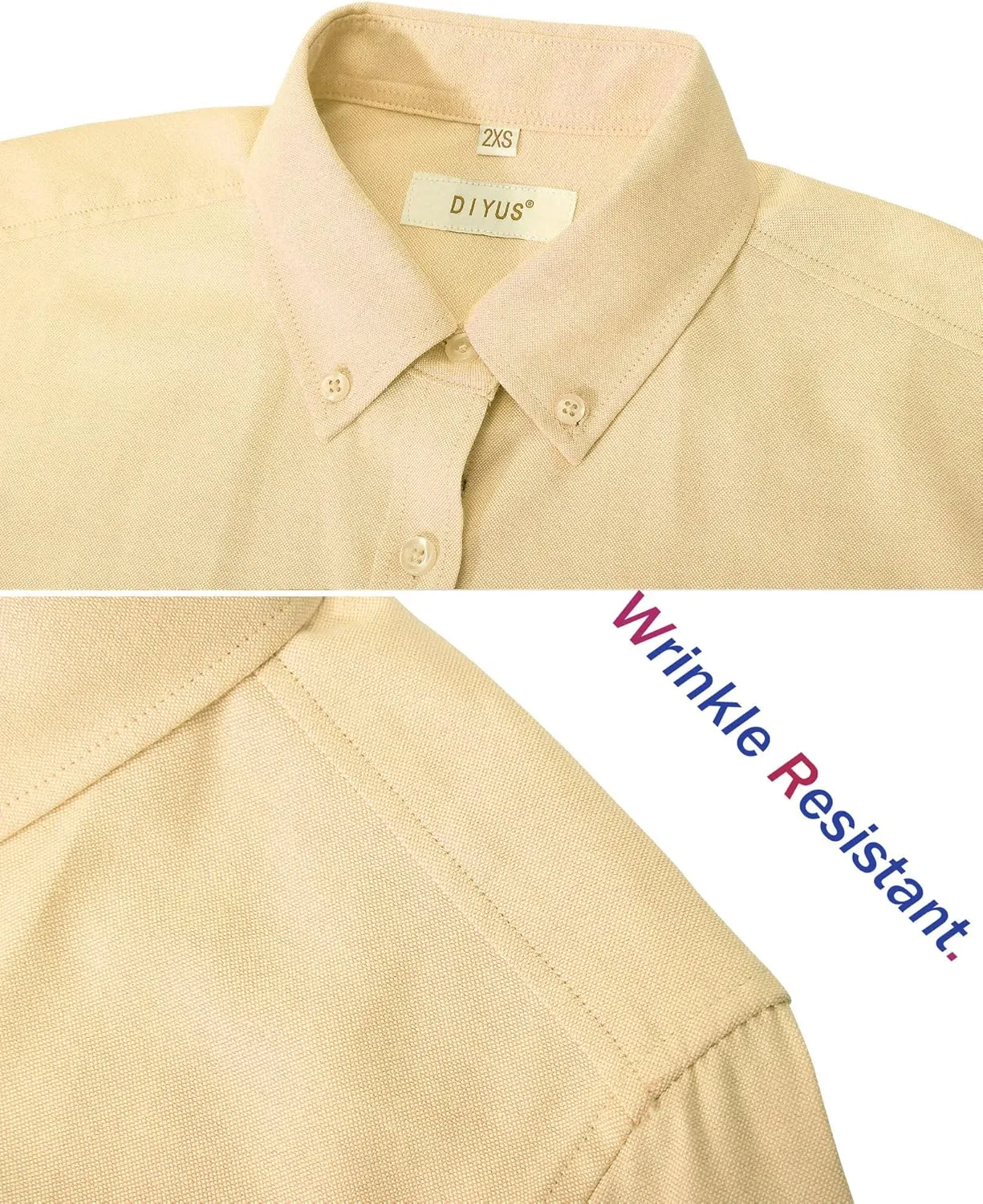 Button Up Shirt Women Long Sleeve Oxford Shirt Classic-Fit Cotton Work Blouse Wrinkle Resistant