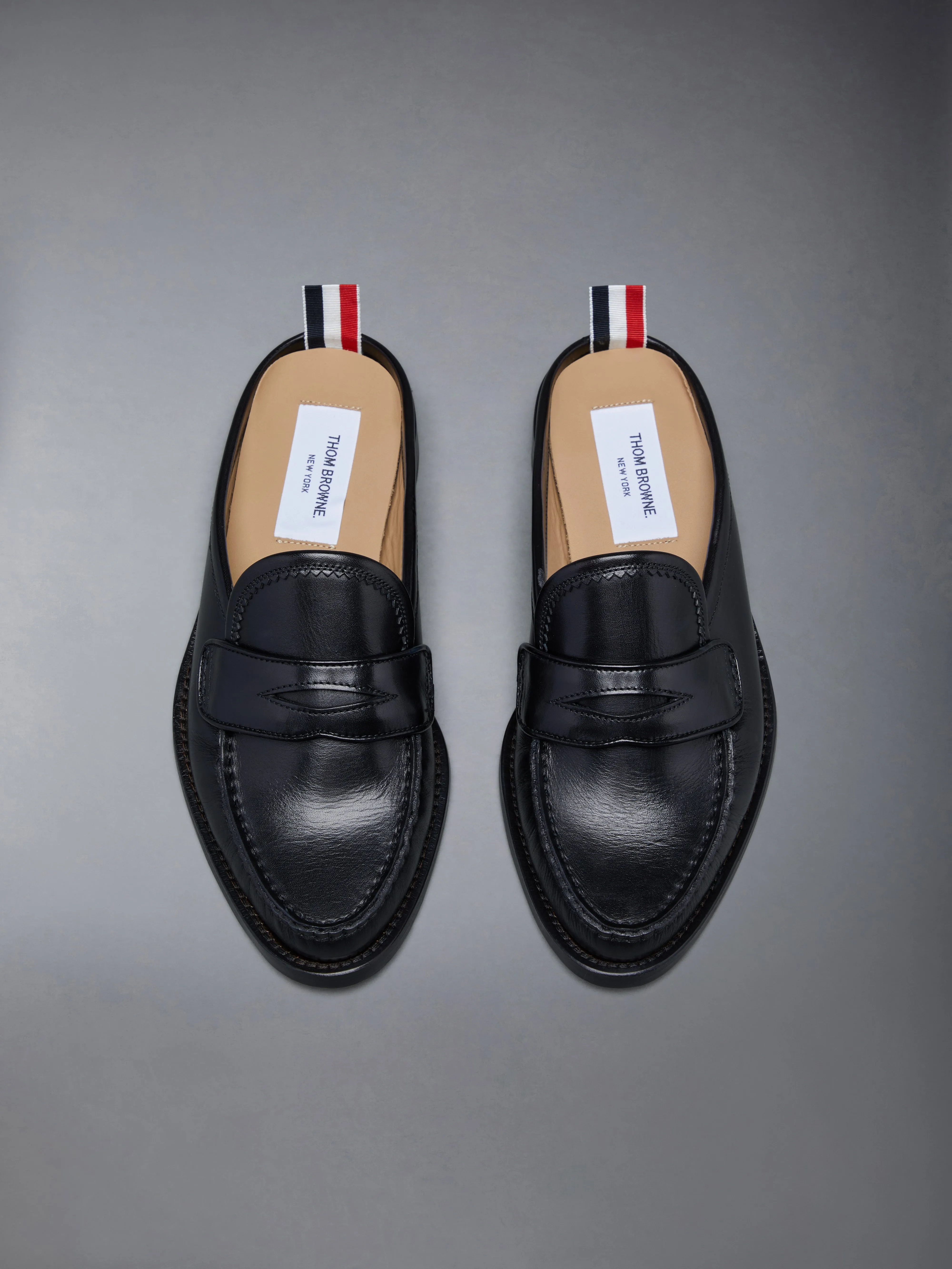 CALF FLEXIBLE LEATHER SOLE PENNY LOAFER MULE