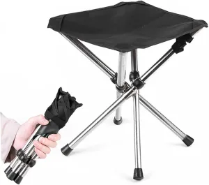 Camping Stool 12.2'' High Folding Camp Stool 220lbs Heavy Loading Tripod Chair Portable Wear-Resistant Fishing Stool Folding Chair for Outdoor Walking Hiking Travel S, Fishing Stool