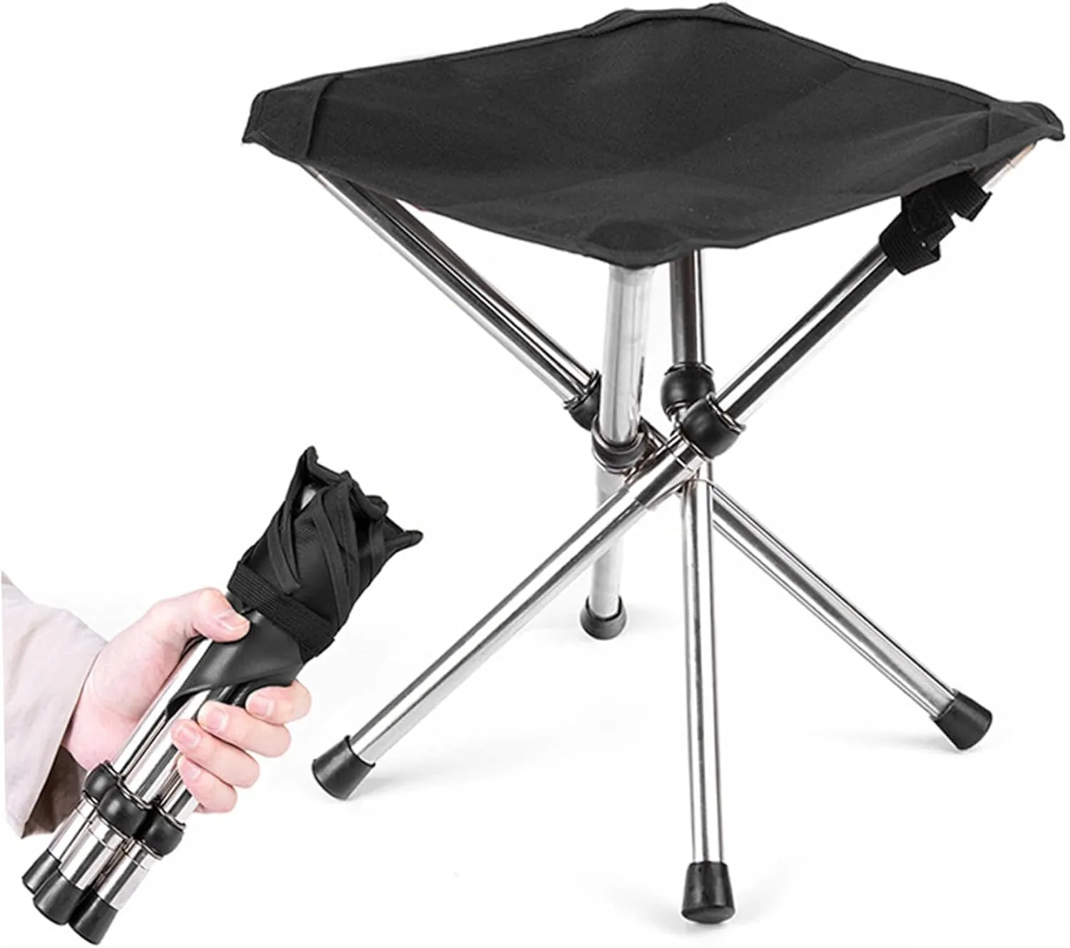 Camping Stool 12.2'' High Folding Camp Stool 220lbs Heavy Loading Tripod Chair Portable Wear-Resistant Fishing Stool Folding Chair for Outdoor Walking Hiking Travel S, Fishing Stool