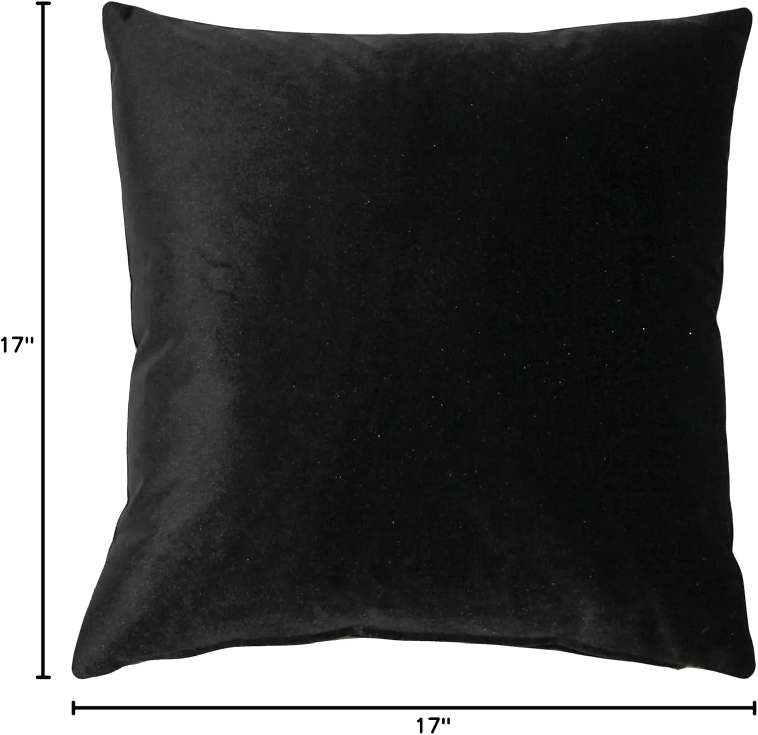 Castello Velvet Pillows, 17x17 Inch Square, Complete Pillow - Cover & Polyfill Pillow Insert (15  Colors) Black