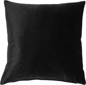 Castello Velvet Pillows, 17x17 Inch Square, Complete Pillow - Cover & Polyfill Pillow Insert (15  Colors) Black