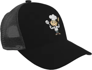 Chef with Spatula and Frying Pan Baseball Cap for Men Women Breathable Mesh Back Baseball Caps Adjustable Casual Outdoor Hat Trucker Hats Dad Cap
