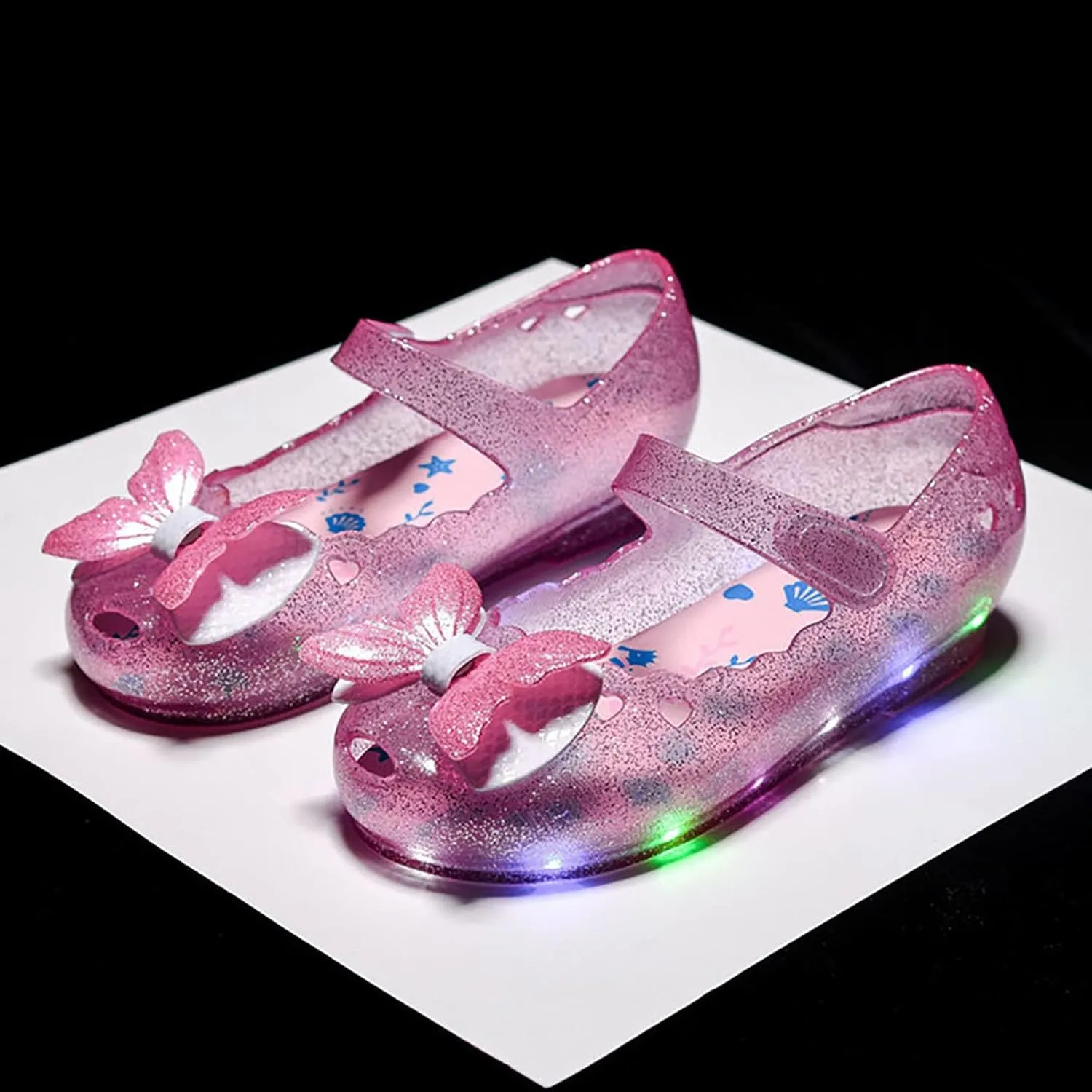Children Kids Girls Sandals LED Light Luminous Shoes Casual Shoes Jelly Shoes Bow Princess Toddler Non-Slip Sandals