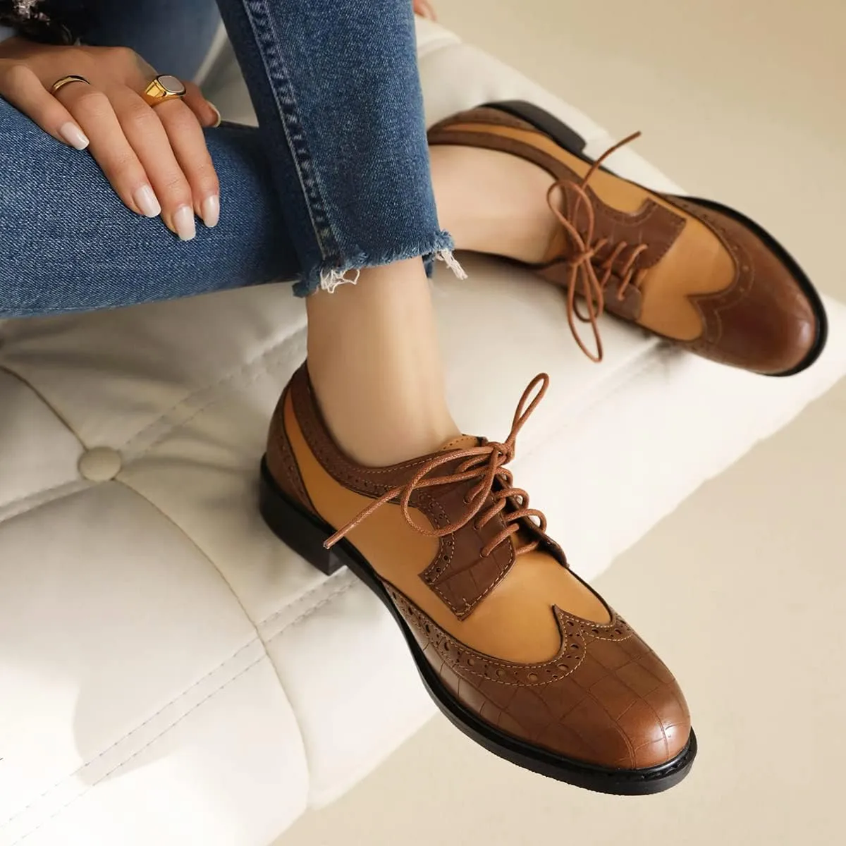 Ciuyurra Women Classic Lace up Oxford Shoes
