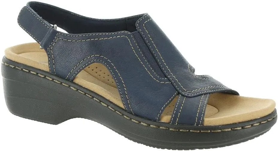 Clarks Merliah Style Heeled Sandal, Navy Leather, 8 Narrow