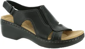 Clarks womens Airabell Mid Wedge Sandal, Black Leather, 10 US