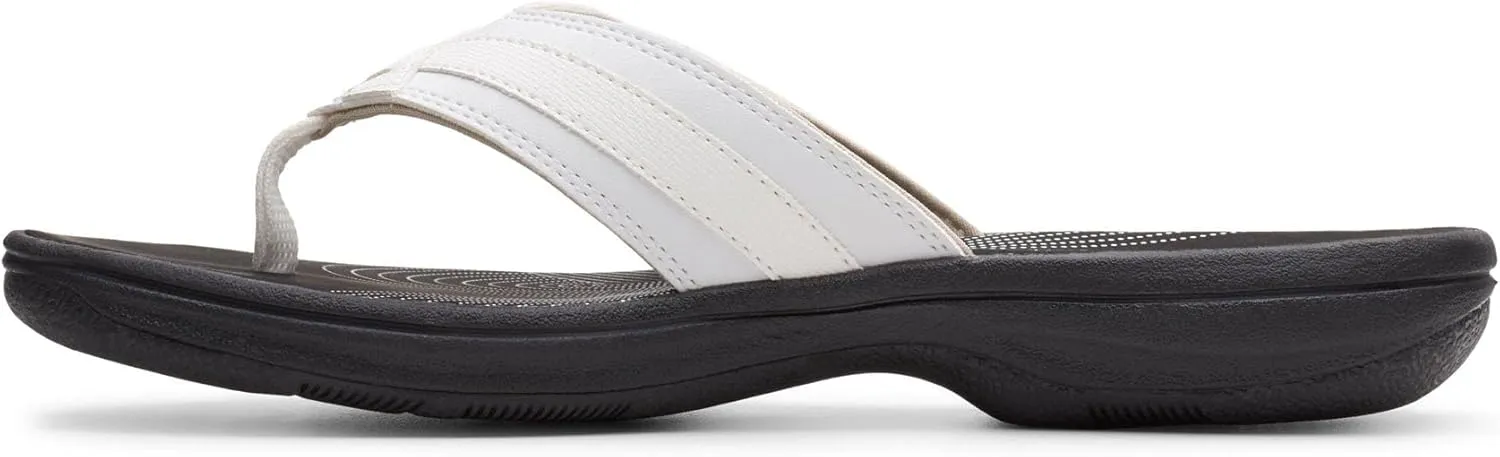 Clarks Womens Breeze Sea Flip-Flop Sandals - Comfortable Flip Flop with Adjustable Hook and Arch Support - Casual Summer Wearing Cloudsteppers for Everyday